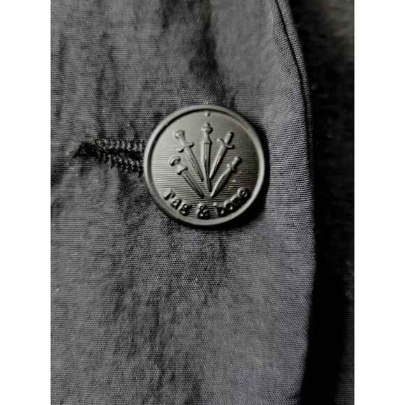 ANTHROPOLOGIE Rag & Bone Womens 6 Blazer Jacket Nylon -Leather Trim Button Black - Picture 8 of 11